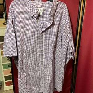 HB Harbor Bay purple plaid button down short sleeve shirt mens 4XL